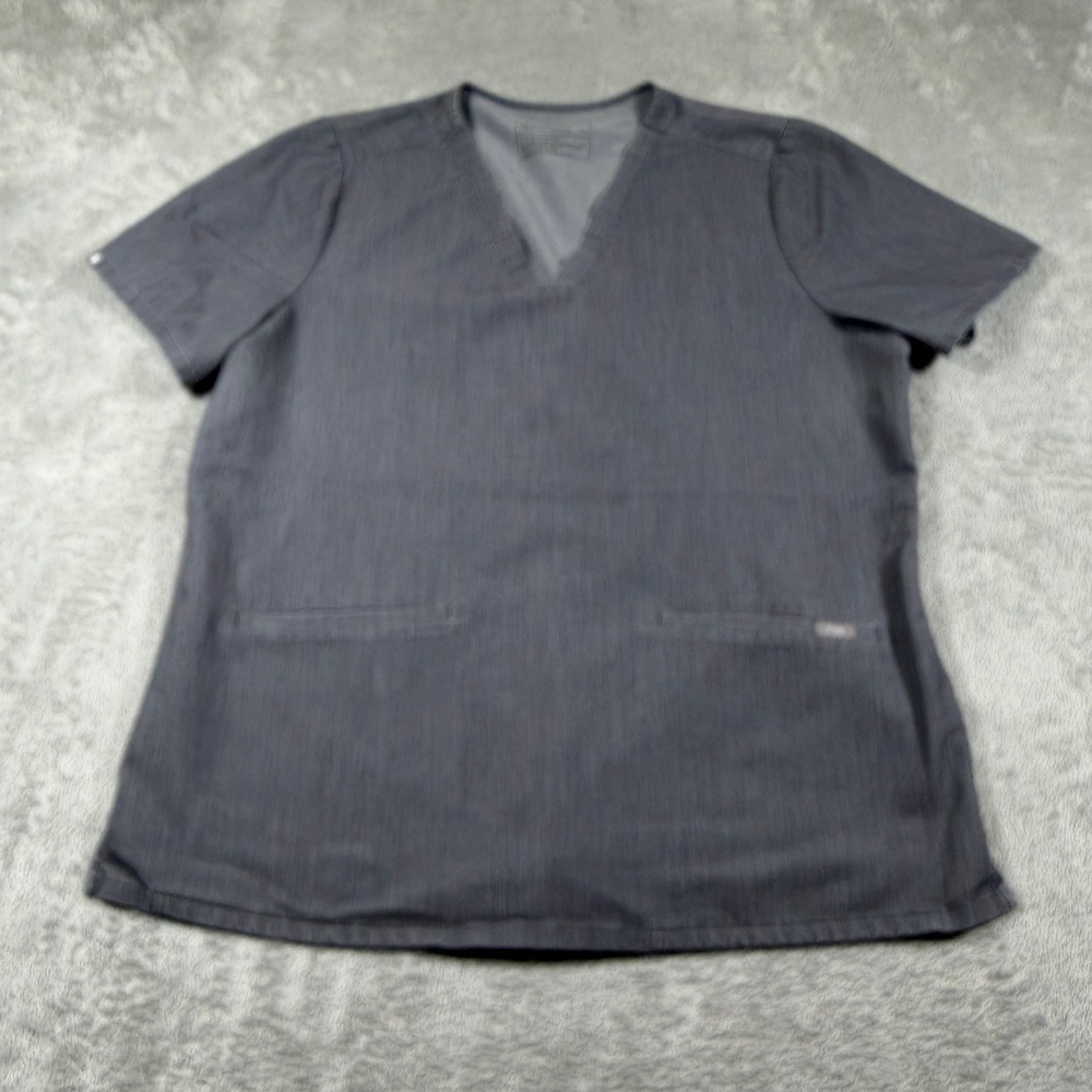 FIGS Casma Scrub Top Womens XL Gray V-Neck Three Pocket Short Sleeve FW1100